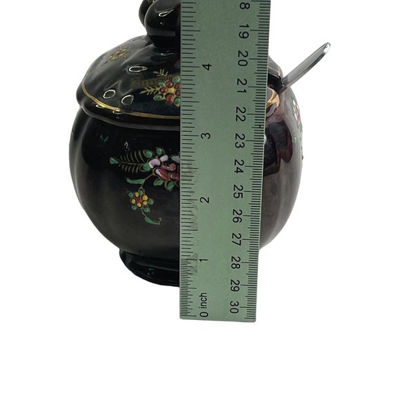 Redware Sugar Bowl Jam Jelly Jar Japan Vintage Hand Painted Ceramic 4.5" x 3.25" - Picture 9 of 9
